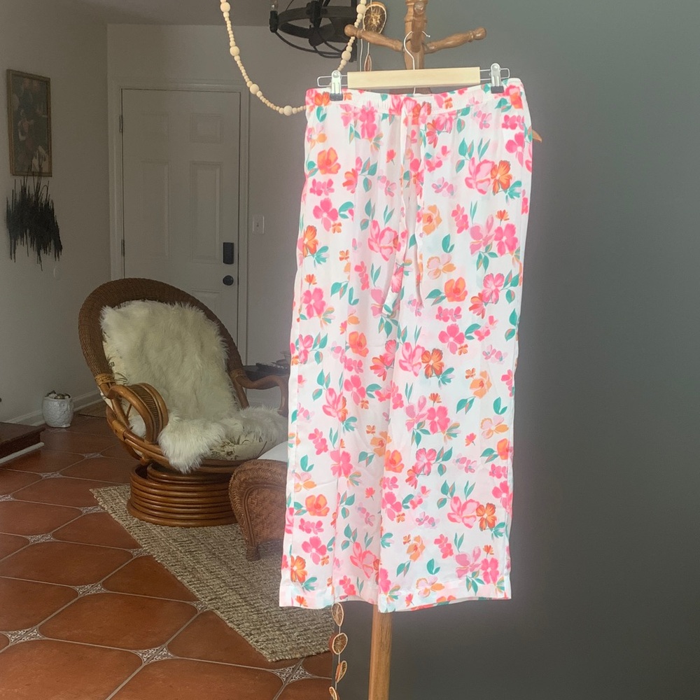 Floral Pink and Orange Pajama Bottoms